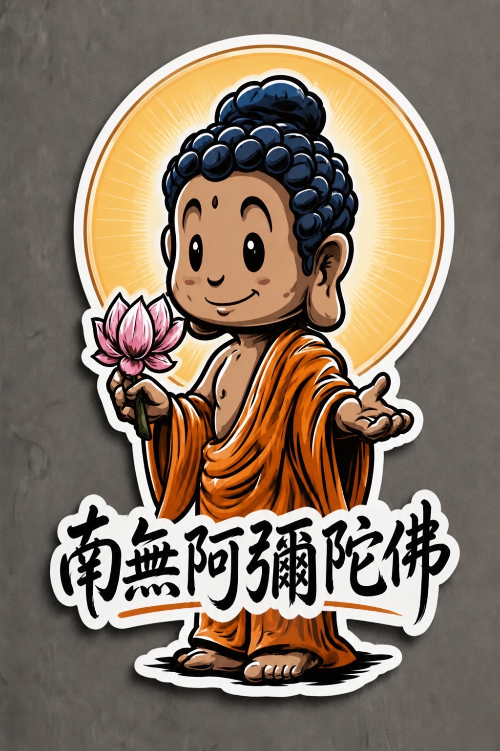 阿彌陀佛早期深色膚色與深色髮色的設計版本