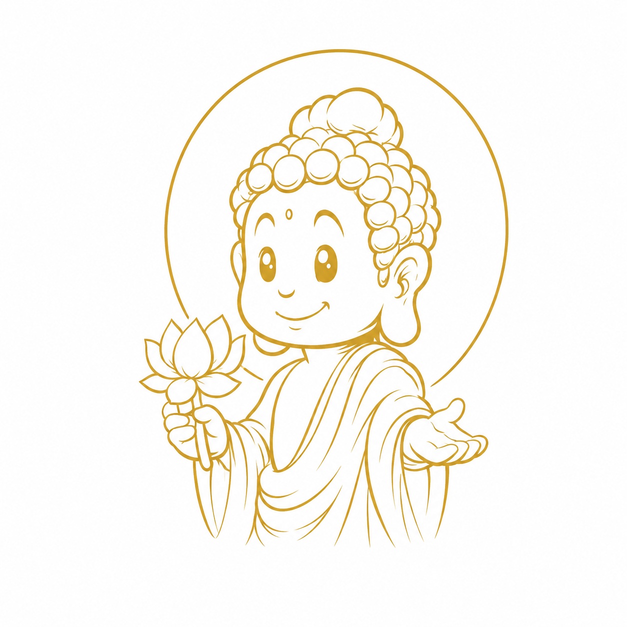 阿彌陀佛白底金色線稿最終設計圖